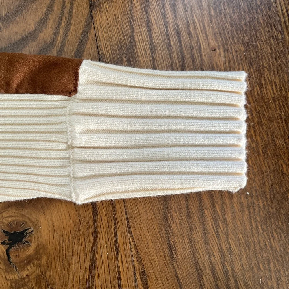 EVEREVE Cream Women's Sweater with suede trim - Picture 4 of 9